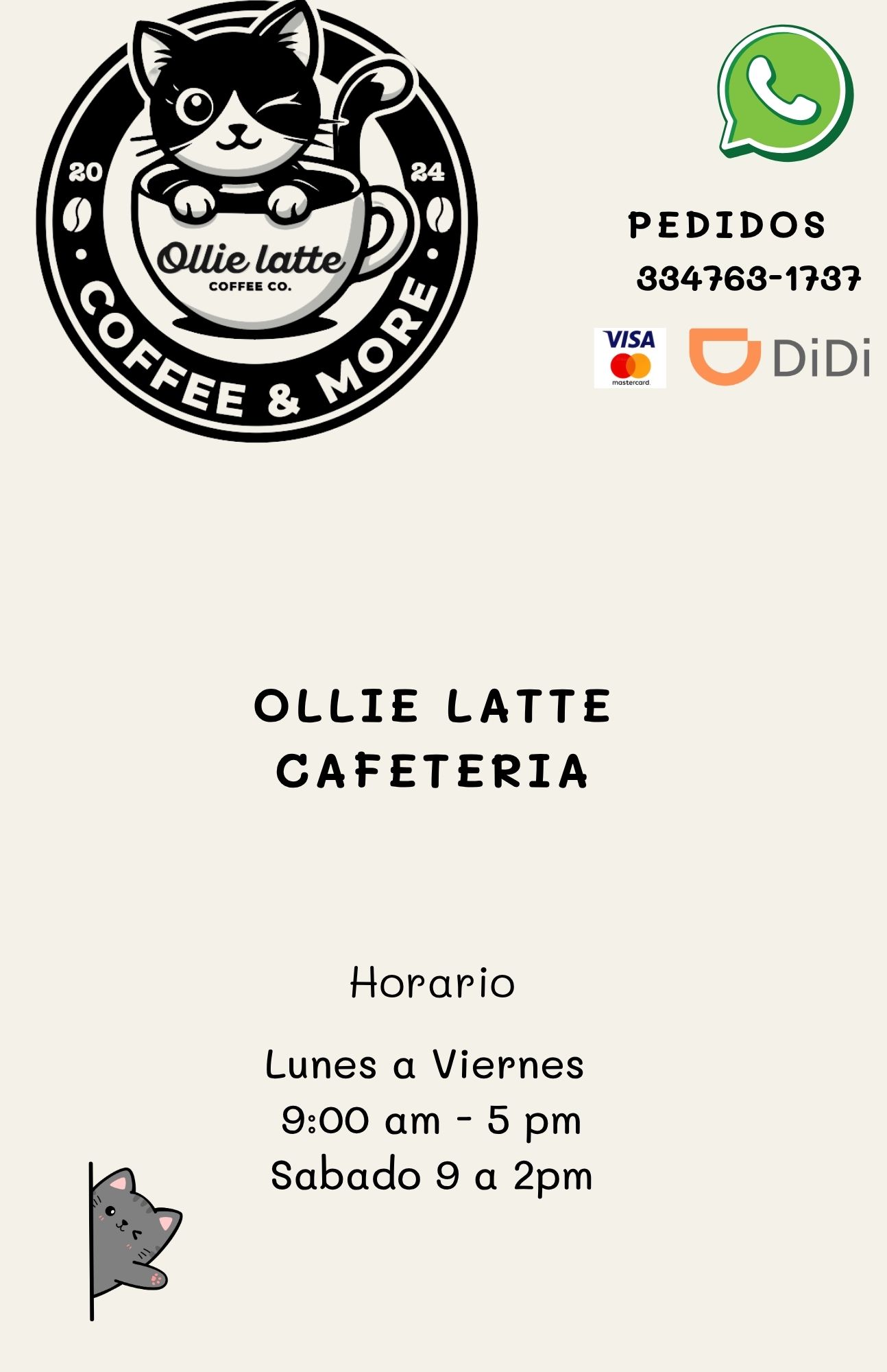 Portada del menú digital de Ollie Latte