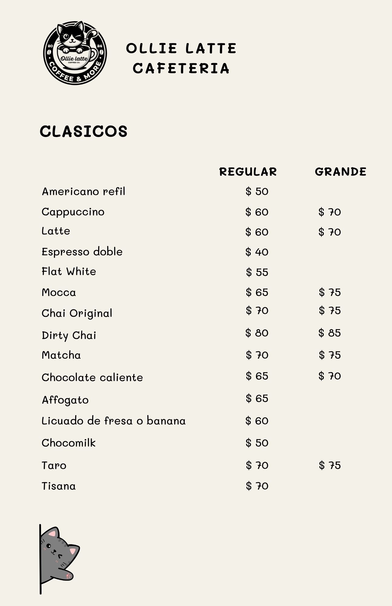 Página 10 del menú de Ollie Latte