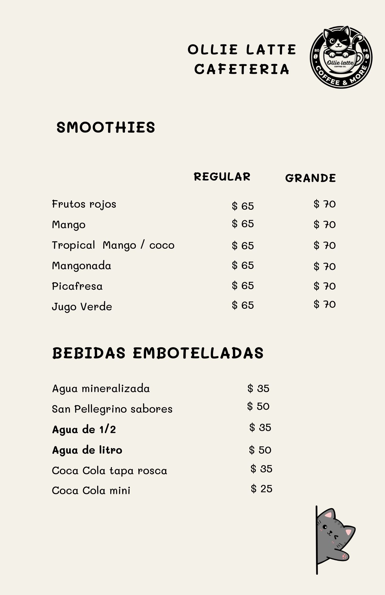 Página 13 del menú de Ollie Latte