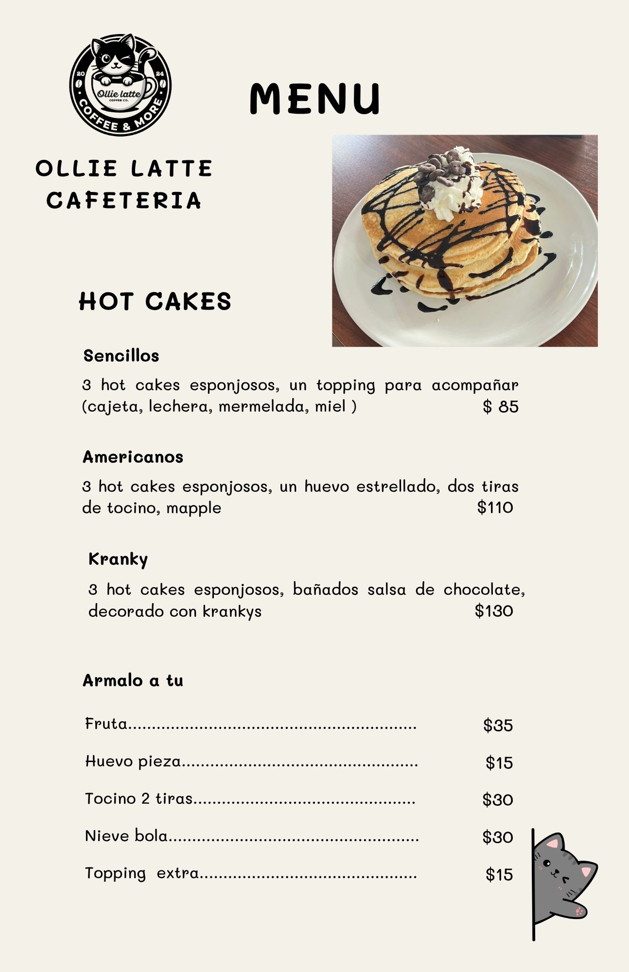 Página 3 del menú de Ollie Latte